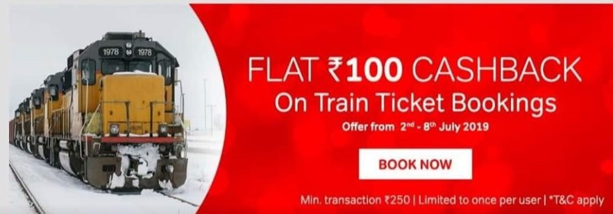 My Airtel App - Flat ₹100 Cashback on Train Ticket Booking