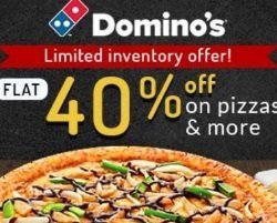 Dominos Hot Offer - Flat 40% Off On Pizzas