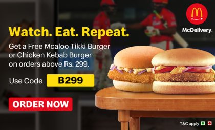Get A Free Mc aloo Tikki Burger or Chicken Kebab Burger On Orders Above Rs. 299