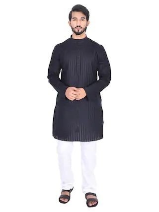 Manyavar Men Medium Blended Striped Kurta