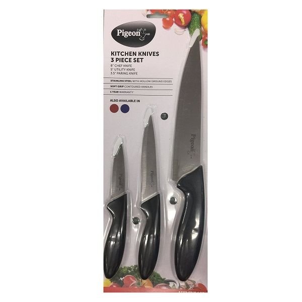 Pigeon Stainless Steel Kitchen Knives Set, 3-Pieces @ Rs.175