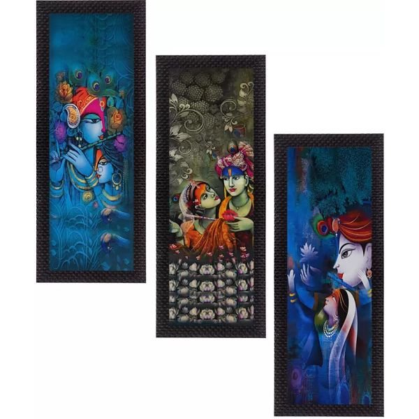 eCraftIndia Lord Krishna & Lordess Radha Canvas Painting