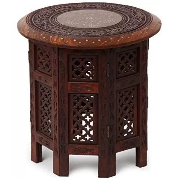 Simran Handicrafts Solid Wood Side Table & Get Extra 15% Off