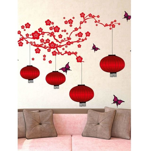 Aspire Red Chinese Lamps Wall Sticker