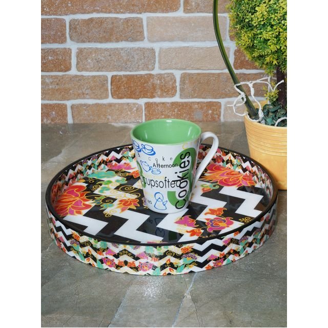 Rangrage Multicoloured Printed Handcrafted Serving Tray