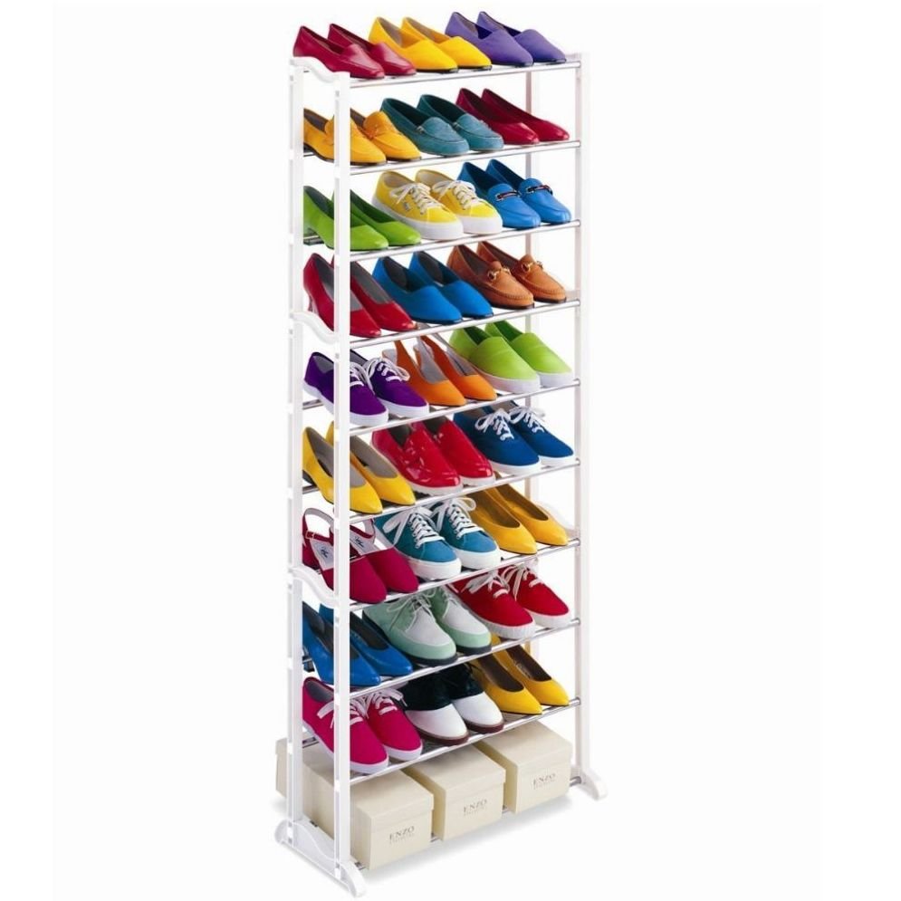 Kawachi Fold-able Plastic 10 Tier Shoe Rack