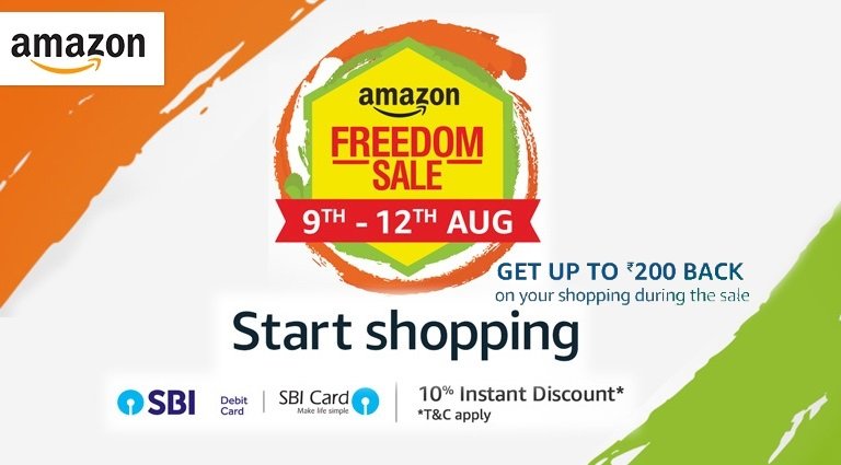 Amazon Upcoming Freedom Sale - Get Upto Rs. 200 Cashback