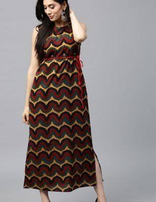 AKS Women Multicoloured Printed Maxi Dress