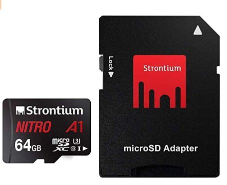 Strontium 64GB Micro Memory Card + Adapter @  559