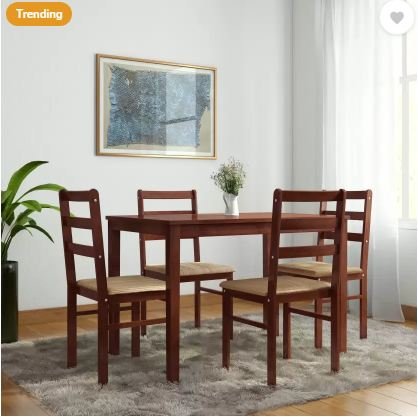 70% Off on Woodness Solid Wood 4 Seater Dining Set [No Cost EMI]