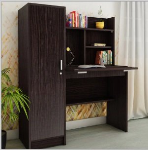 Mintwud Nakamura Study Table with Cabinet in Wenge Finish